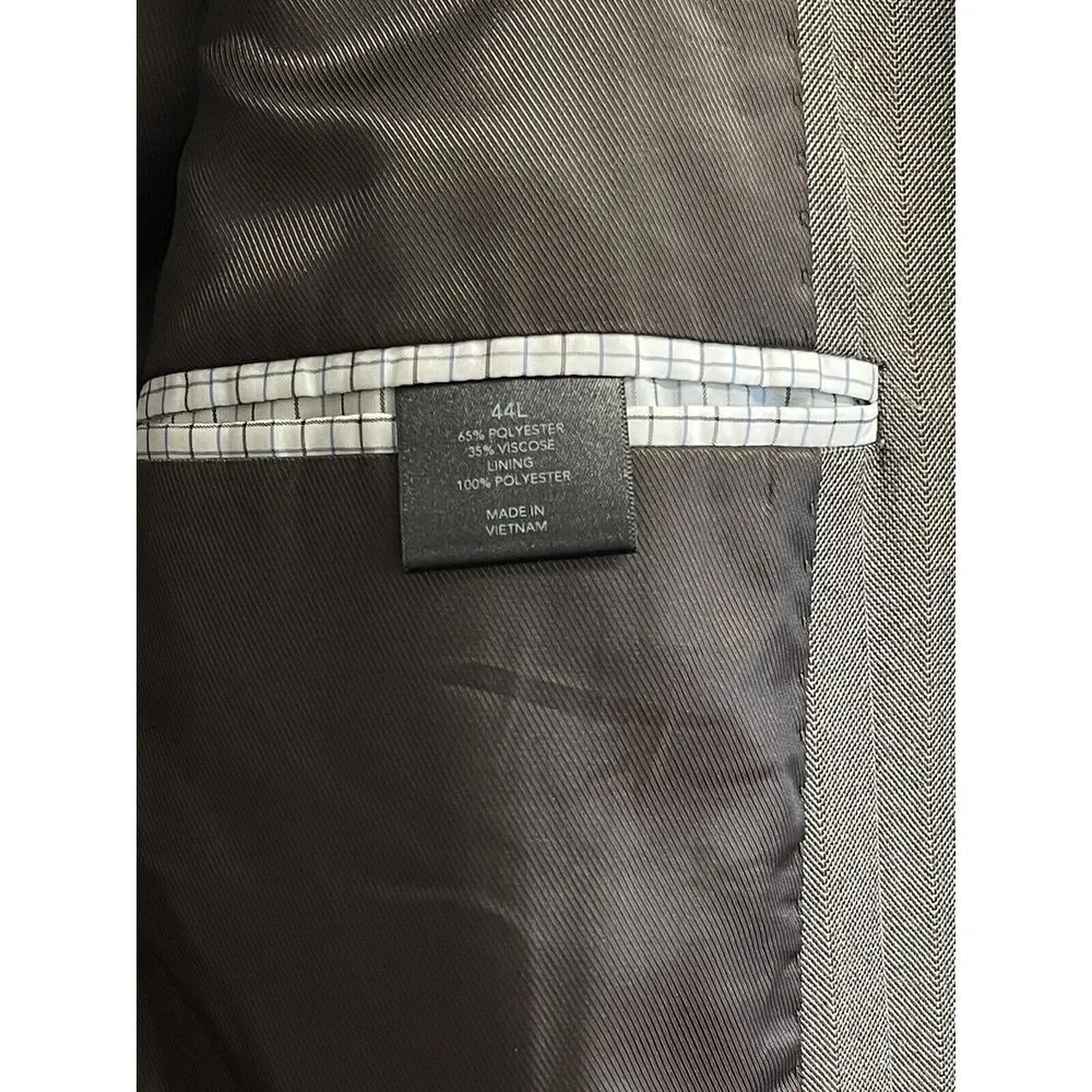 SADDLEBRED Men's Size 44L Sport Coat ‎ Blazer Suit Jacket Grey Brown Stripe